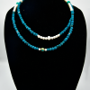 Pearls and Blue Lava Stone Sterling Silver Double Wrap Necklace