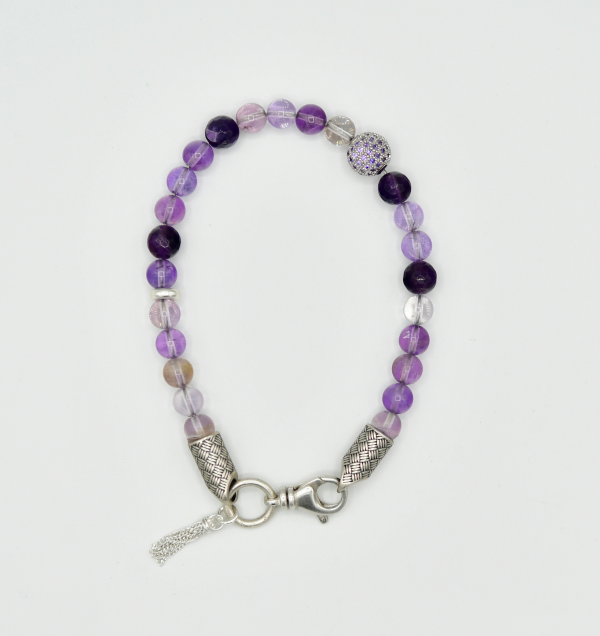 Amethyst with Sterling Silver Tassel Bracelet