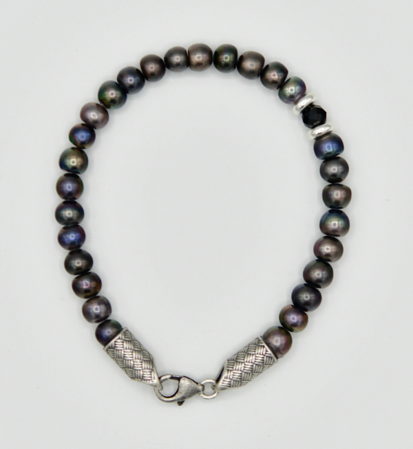 Black Pearls With Sterling Silver