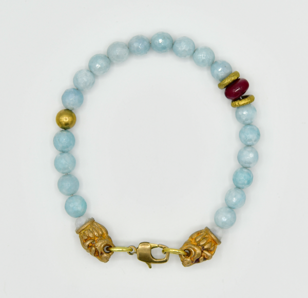 Blue Quartz Lion Head Bracelet