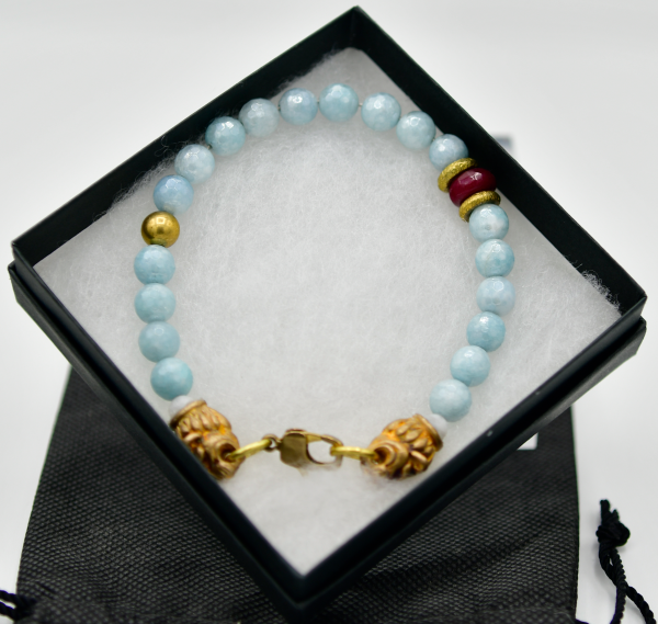 Blue Quartz Lion Head Bracelet