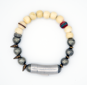 Bone and Pyrite Large Beads