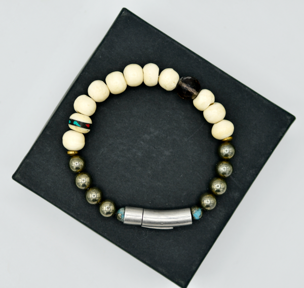 Bone and Pyrite Bracelet