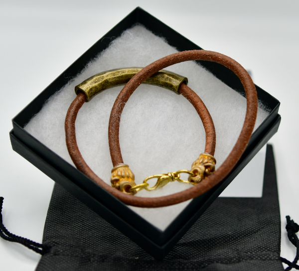Brown Leather Lion Head Double Wrap Bracelet