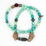 Chrysoprase Double Wrap Lion Head Bracelet
