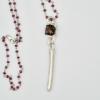 Smokey Quartz & Spike Pendant with Sterling Silver Ruby Necklace