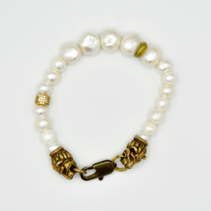 White Fresh Water Pearl Lion Head Bracelet