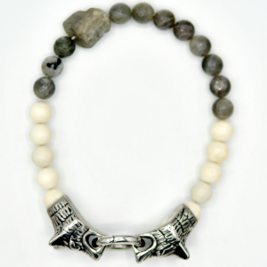 Labradorite Ivory Jasper Wolf Bracelet