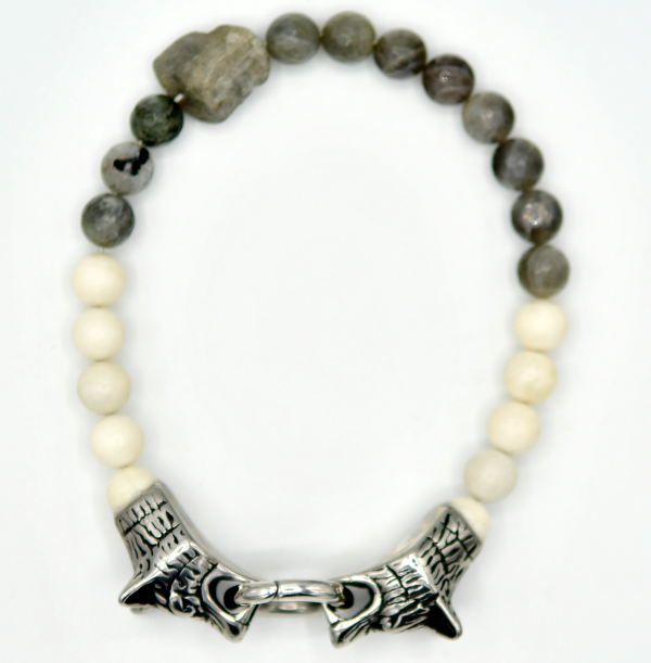 Labradorite Ivory Jasper Wolf Bracelet