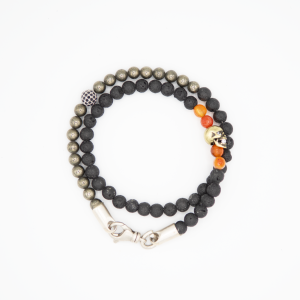 Lava Stone Pyrite Double Wrap Bracelet