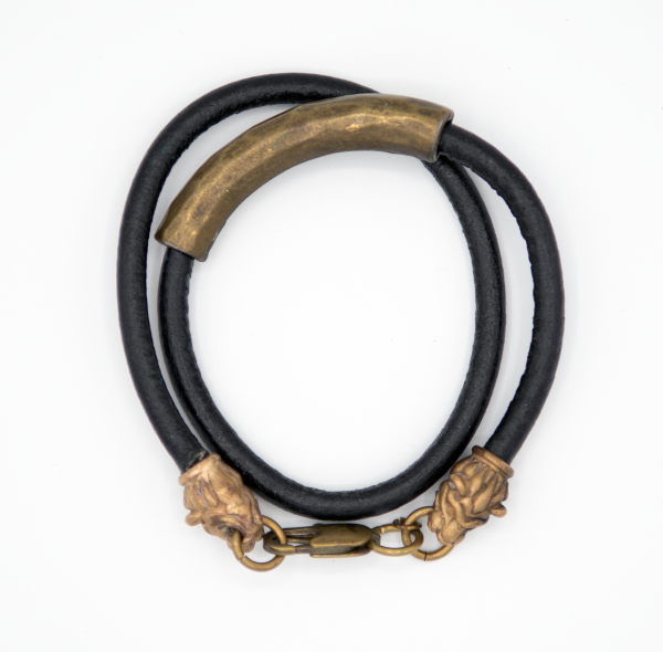 Black Leather Double Wrap Bracelet
