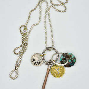 Multicharm Skull, Turquoise & Sterling Silver