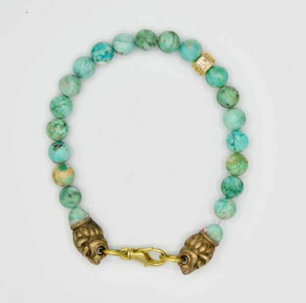Peruvian Imperial Jasper Lion Head Bracelet