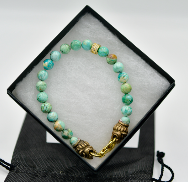 Peruvian Imperial Jasper Lion Head Bracelet