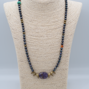 Black Pearls with Amethyst Necklace