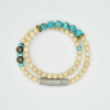 Riverstone Jasper with Turquoise Double Wrap Bracelet