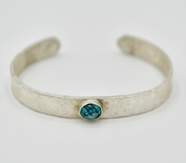 Sterling Silver Cuff with Kingman Turquoise Center Piece