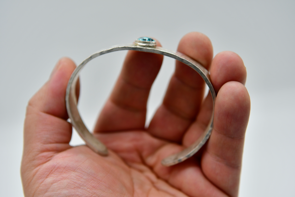 Sterling Silver Cuff with Kingman Turquoise Center Piece